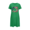 thumbnail image 1 of WREESH Women's Oversized T-Shirt Dress Short Nightgown Chest Print 4th of July Design Green, 1 of 7