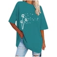 thumbnail image 1 of WREESH Women's Oversized T-Shirts Casual Round-Neck Printed Loose Short Sleeve Graphic Tops Blue, 1 of 5