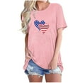 thumbnail image 1 of WREESH Women's Patriotic Crew Neck Tee Short Sleeve Summer Blouse for Independence Day Pink, 1 of 5