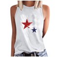 thumbnail image 1 of WREESH Women's Patriotic Round Neck Tank a Sleeveless Crewneck Tank Top with Graphic Prints and a Comfortable Design White, 1 of 5
