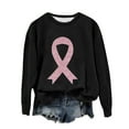 thumbnail image 1 of WREESH Women's Pink Ribbon Graphic Pullover Breast Cancer Awareness Sweatshirt Fall Long Sleeve Top Crewneck Sweatshirts Black, 1 of 4
