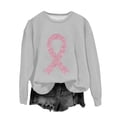 thumbnail image 1 of WREESH Women's Pink Ribbon Graphic Pullover Breast Cancer Awareness Sweatshirt Fall Long Sleeve Top Crewneck Sweatshirts Gray, 1 of 4