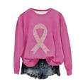 thumbnail image 1 of WREESH Women's Pink Ribbon Graphic Pullover Breast Cancer Awareness Sweatshirt Fall Long Sleeve Top Crewneck Sweatshirts Hot Pink, 1 of 4