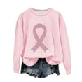thumbnail image 1 of WREESH Women's Pink Ribbon Graphic Pullover Breast Cancer Awareness Sweatshirt Fall Long Sleeve Top Crewneck Sweatshirts Pink, 1 of 4