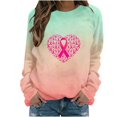 thumbnail image 1 of WREESH Women's Pink Ribbon Heart Graphic Sweatshirt Fall Casual Crewneck Long Sleeve Cancer Awareness Top Green, 1 of 4