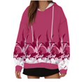 thumbnail image 1 of WREESH Women's Printed Oversized Hoodie Long Sleeve Casual Drawstring Sweatshirt Hooded Pullover Top with Pocket Hot Pink, 1 of 5