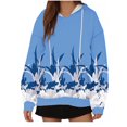thumbnail image 1 of WREESH Women's Printed Oversized Hoodie Long Sleeve Casual Drawstring Sweatshirt Hooded Pullover Top with Pocket Light Blue, 1 of 5