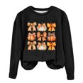 thumbnail image 1 of WREESH Thanksgiving Shirts Women's Pumpkin Bow Printed Graphic Crewneck Sweatshirts, Long Sleeve Pullover, Fall Fashion for Teen Girls 2025 Black, 1 of 4