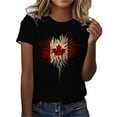 thumbnail image 1 of WREESH Women's Round Neck Graphic Tee: Short Sleeve Crewneck with a Summery Feel T-Shirts Black, 1 of 4
