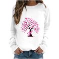 thumbnail image 1 of WREESH Women's Round Neck Loose Long Sleeve T-Shirt Breast Cancer Awareness Sweatshirts Pink Ribbon Graphic Top White, 1 of 5