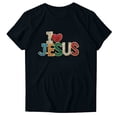 thumbnail image 1 of WREESH Women's Round Neck Summer T-Shirt Fashion Short Sleeve Blouse with Graphic Print Black, 1 of 4