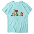 thumbnail image 1 of WREESH Women's Round Neck Summer T-Shirt Fashion Short Sleeve Blouse with Graphic Print Blue, 1 of 4