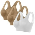 thumbnail image 1 of WREESH Women's Seamless Sports Bras 3 Pack High Impact No Underwire Padded Breathable Cool Bras Wirefree Support Yoga Bras Khaki, 1 of 4