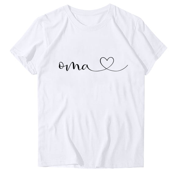 WREESH Women's Short Sleeve Crew Neck T-Shirt Summer Casual Graphic Print Top White