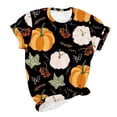 thumbnail image 1 of WREESH Women's Short Sleeve Thanksgiving T-Shirts Casual Crew Neck Pullover Tops Black, 1 of 4