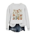 thumbnail image 1 of WREESH Women's Soft Crewneck Long Sleeve Sweatshirt Loose Fit Casual Fall Pullover Graphic Print Tops White, 1 of 4