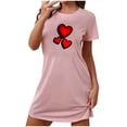 thumbnail image 1 of WREESH Women's Soft Nightgown Sleepwear Short Sleeve Sleepshirts Casual Heart Print Sleepdress Valentines Day Pajamas Pink, 1 of 4