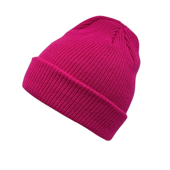 WREESH Women's Solid Color Curling Beanie Fashion Fall and Winter Knitting Pile Cap, Baotou Hat Hot Pink