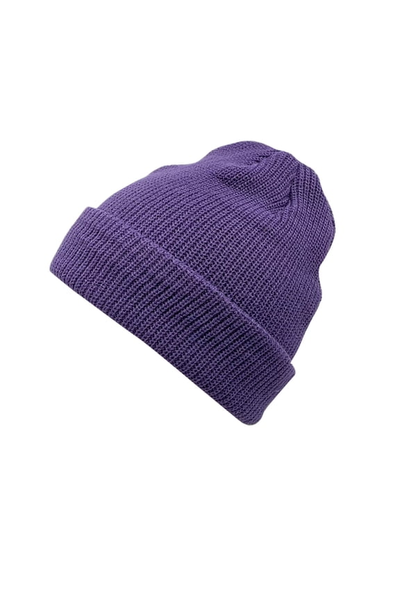Women's Solid Color Curling Beanie Fashion Fall and Winter Knitting Pile Cap, Baotou Hat Purple