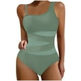 thumbnail image 1 of WREESH Women's Mesh One Shoulder Swimsuit Fashion Tummy Control One Piece Bathing Suit with Side Cutouts Swimwear Green, 1 of 5