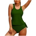 thumbnail image 1 of WREESH Women's Tummy Control Tankini Swimsuits 2-Piece High Waisted Athletic Swimsuit Racerback Top & Swim Shorts Quick-Dry Green, 1 of 5