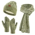 thumbnail image 1 of WREESH Women's Solid Color Velvet Winter Knitted Set Long Beanie, Warm Hat, Scarf, and Gloves Three Piece Suit Green, 1 of 2
