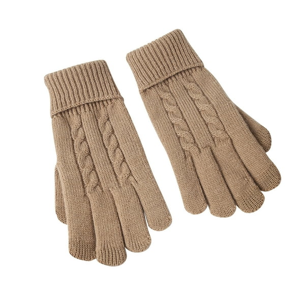 WREESH Women's Solid Color Warm Winter Touchscreen Knit Gloves Soft and Stylish Insulated Gloves Khaki