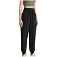 thumbnail image 1 of WREESH Women's Spring Cozy Yoga Joggers High Waisted Loose Workout Sweatpants Solid Color Comfy Pants with Pockets Black, 1 of 5