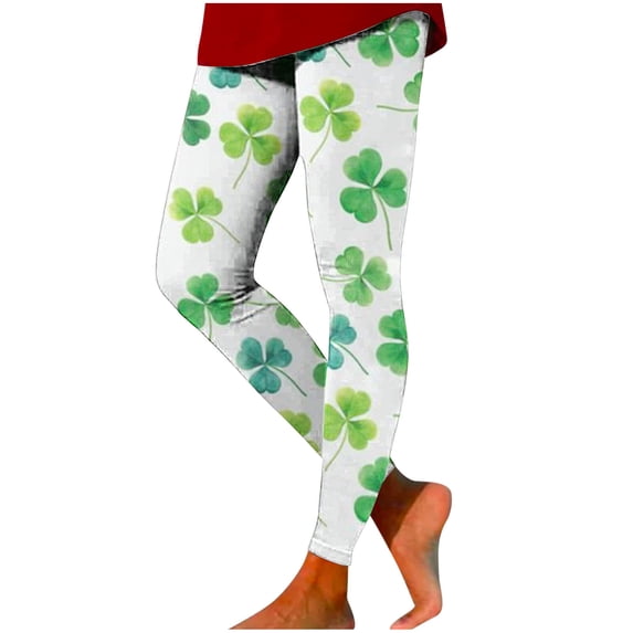 WREESH Women's Stretch Yoga Leggings High Waist Tummy Control Workouts Leggings St. Patrick's Pants for Fitness, Running, Gym Sports, and Casual Wear Green