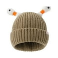 thumbnail image 1 of WREESH Women's Striped Winter Beanie Knitted Hats With Curled Edgesfor Outdoor Warmth, Thick Woolen Hats Khaki, 1 of 4