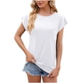 thumbnail image 1 of WREESH Women's Summer Cap Sleeve Tank Top Solid Color Round Neck with Fashion Print White, 1 of 5