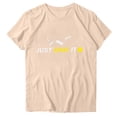 thumbnail image 1 of WREESH Women's Summer Crew Neck T-Shirt Fashion Print Short Sleeve Out Blouse Khaki, 1 of 4