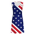 thumbnail image 1 of WREESH Women's Summer Dress Solid Color V-Neck with Pockets Sleeveless Independence Day Print Blue, 1 of 5