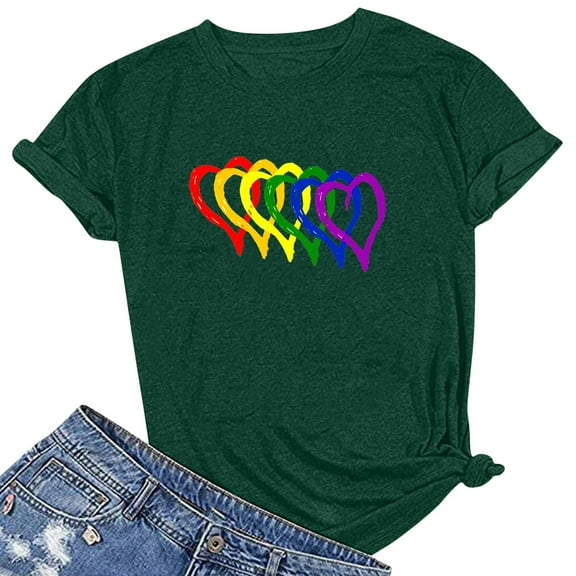 WREESH Women's Summer Fashion T-Shirts Casual Short Sleeve Graphic Print Crew Neck Tops Green