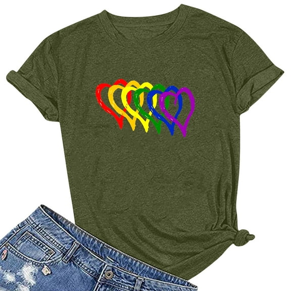 WREESH Women's Summer Fashion T-Shirts Casual Short Sleeve Graphic Print Crew Neck Tops Olive Green