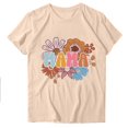 thumbnail image 1 of WREESH Women's Summer Fashion T-Shirts Short Sleeve Round Neck Graphic Tops Beige, 1 of 4