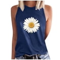 thumbnail image 1 of WREESH Women's Summer Floral Tank Top Crew Neck Sleeveless Design Trendy Graphic Print - Perfect for Warm Days Navy, 1 of 5