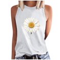 thumbnail image 1 of WREESH Women's Summer Floral Tank Top Crew Neck Sleeveless Design Trendy Graphic Print - Perfect for Warm Days White, 1 of 5