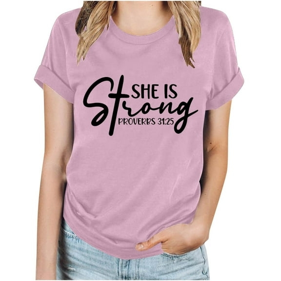 WREESH Women's Summer Short Sleeve Crew Neck T-Shirt Fashion Graphic Print Top Pink