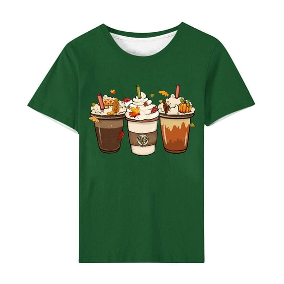 WREESH Women's Thanksgiving Pullover Casual Graphic Crew Neck Short Sleeve T-Shirt Olive Green