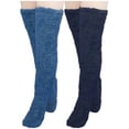 thumbnail image 1 of WREESH Women's Thigh High Fuzzy Socks 2-Pack, Fleeceover Knee Winter Leg Warmers for Christmas Cozy Home Sleeping Warm Slipper Socks, 1 of 4