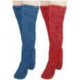 thumbnail image 1 of WREESH Women's Thigh High Fuzzy Socks 2-Pack, Fleeceover Knee Winter Leg Warmers for Christmas Cozy Home Sleeping Warm Slipper Socks, 1 of 4