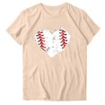 thumbnail image 1 of WREESH Women's Trendy Baseball Graphic Tee Round Neck Short Sleeve Fashion Out Blouse Beige, 1 of 4