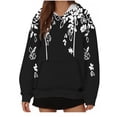 thumbnail image 1 of WREESH Women's Trendy Oversized Hoodie Fashion Floral Print Long Sleeve Casual Sweatshirt Drawstring Hooded Pullover Black, 1 of 5