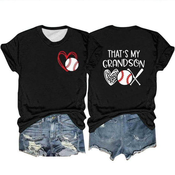 WREESH Women's Trendy Round Neck T-Shirt Short Sleeved Graphic Print Summer Top Black