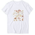 thumbnail image 1 of WREESH Women's Trendy Short Sleeve T-Shirt Round Neck Graphic Print Summer Top White, 1 of 4