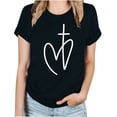 thumbnail image 1 of WREESH Women's Trendy Short Sleeve T-Shirt Summer Round Neck Graphic Print Tops Black, 1 of 5