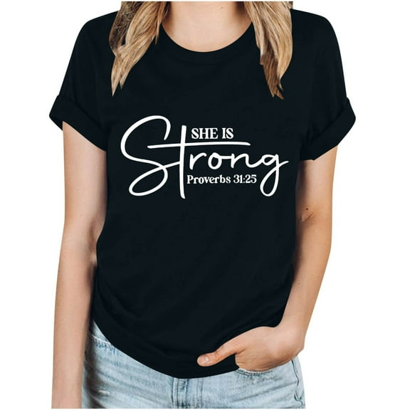 WREESH Women's Trendy Short Sleeve V-Neck T-Shirt Summer Fashion Print Top Black