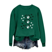 WREESH Women's Valentine's Day Long Sleeve Sweatshirt Casual Loose Crew Neck Pullover Top Olive Green