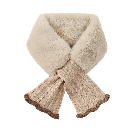 WREESH Women's Winter Color Block Neck Warmers, Comfortable Warm Fleece Protection Thick Scarves Beige